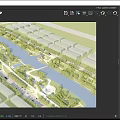 Modern Urban Riverside Park Landscape Design With Lush Green Belts And Comfortable Public Leisure Walkways