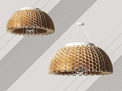 Modern Honeycomb Design Chandeliers with Brown Dome Shade White Top and Transparent Accents 3d model