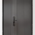 Three Modern Security Doors With Textured Surface And Various Handle Designs 3d model