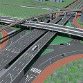 Modern Multi Level Highway Interchange With High Rise Buildings And Green Spaces