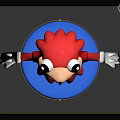 Red Cartoon Character With Open Arms And Smiling Expression Standing On Blue Base 3d model