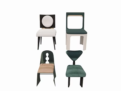 Stylish Modern Leisure Chairs With Green Beige Upholstery And Unique Backrest Design 3d model