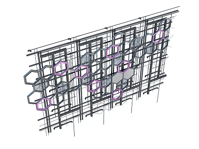 Structural Geometric Ceiling Design With Hexagonal Circular Shapes And Metal Framework 3d model