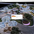 Modern Park Landscape Design With Transparent Canopy Structures Winding Paths Trees And Lighting