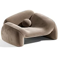 Olive Green Velvet Lounge Chair With Unique Curved Design And Ball Cushion Modern Living Room