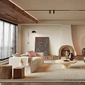 Modern Living Room Interior With Fireplace Sofa Area Rug And Decorative Chairs