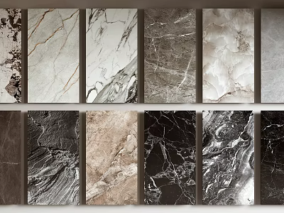 Marble Floor Tiles Featuring Various Natural Patterns And Colors For Modern Interior Design 3d model