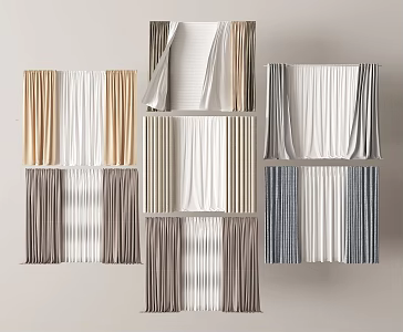 Modern Curtain Pleated Fabric Yarn 3d model