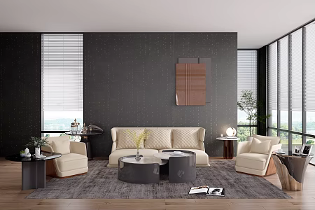 Modern sofa coffee table combination 3d model
