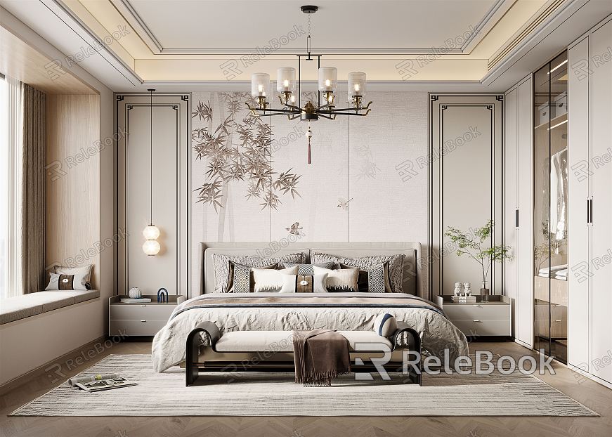 New Chinese bedroom model