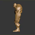 Golden Muscular Man Sculpture With Shiny Surface And Strong Physique