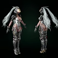 Game Characters Virtual Characters Cyberpunk Mecha Rabbit Female Characters Sick Beauty Women's Double Ponytail 3d model