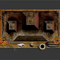 Traditional Decorative Wooden Altar Furniture Featuring Red Golden Roof And Multi Tiered Shelves With Deities