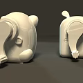 Decorative White Cartoon Animal Shaped Figurines With Wave Pattern And Black Dot
