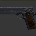 Classic Semi Automatic Pistol With Wooden Grip And Polished Metal Surface