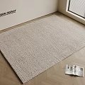 Square Rug on Wooden Floor with Television Display and Open Magazine Near Window Blinds