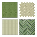Stylish Wainscoting Designs with Scalloped Vertical Herringbone Patterns in Green and Beige Tones