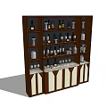 Wooden Wine Cabinet with Multiple Shelves Storing Wine Bottles Wine Glasses and Decorative Items