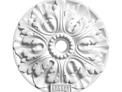 Intricate White Circular Carved Decorative Ceiling Ornament With Floral Leaf Pattern 3d model
