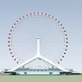 Ferris Wheel Structure Featuring White Support And Blue Water Base Design