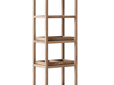 Modern Wooden Etagere With Open Shelves And Natural Wood Finish For Decor 3d model