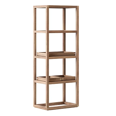 Modern Wooden Etagere With Open Shelves And Natural Wood Finish For Decor 3d model