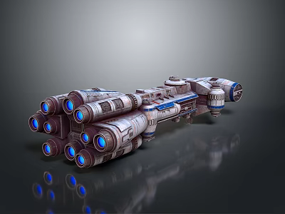Futuristic Spaceship 3D Model With Blue Engines And Space Exploration Design 3d model