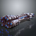 Futuristic Spaceship 3D Model With Blue Engines And Space Exploration Design