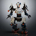 Futuristic Mechanical Robot Character With White Black Orange Armor And Joints
