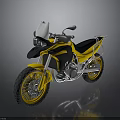 Yellow and Black Motorcycle with White Windshield Stylish Design Metallic Frame and Yellow Rims