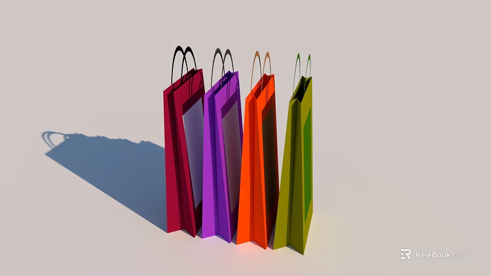 Stylish Hanger with Vibrant Colorful Shopping Bags for Closet Organization 3d model 