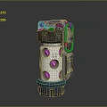 Mechanical Weapon Device With Metal Structure Red Component And Multiple Holes