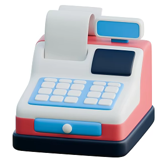 Modern cash register cartoon cash register 3d model