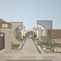 Decorative Rockery Stones In Traditional Chinese Courtyard With Lush Plants And Pathway