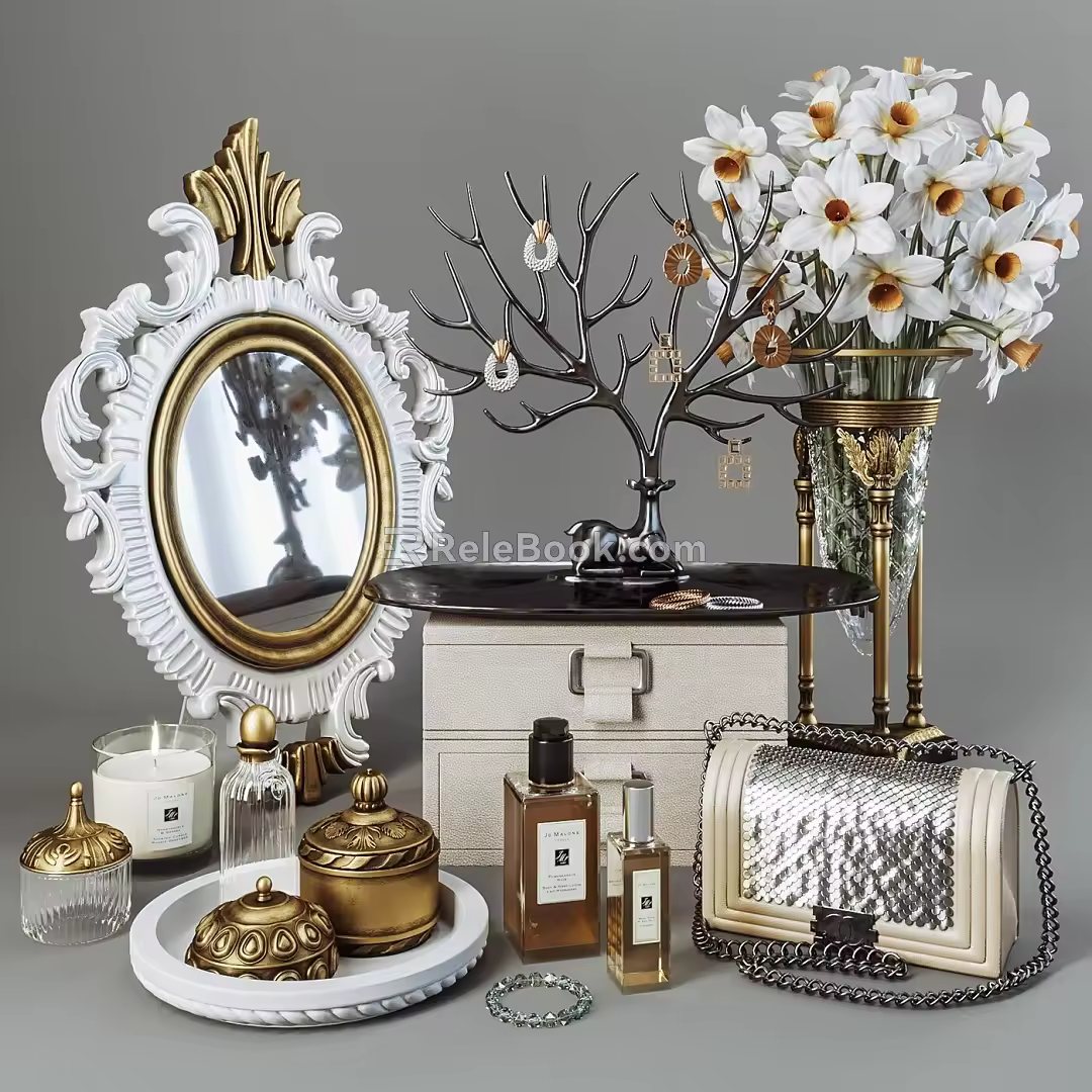 Light Luxury Simple European Dressing Table Decoration Combination 3d model