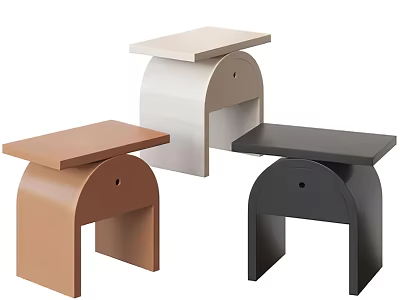Modern Side Tables with Beige Brown Black Colors and Arched Base Design 3d model