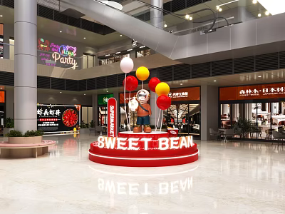 SWEET BEAN Photo Check in Spot in Mall Interior With Colorful Balloons Decoration 3d model