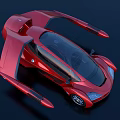 Futuristic Red Flying Car With Modern Aerodynamic Design And Rotor Blades