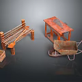 Outdoor Rustic Wooden Garden Furniture With Bench Table Crate And Wheelbarrow