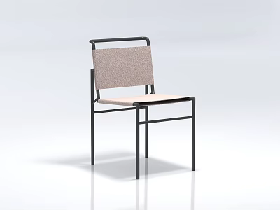 Modern Black Dining Chair With Metal Frame Fabric Backrest And Padded Seat 3d model