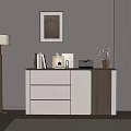 Modern Entryway Console Table White Walnut With Books Decorative Vase Floor Lamp And Wall Art
