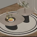 Elegant Modern Nested Coffee Tables with Marble Top Black Base Fruit Wine Decor on Rug 3d model