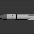 3D Model Missile Weapon With Gray Warhead White Body Black Stripe And Rear Fins