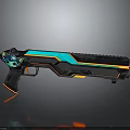 Advanced Futuristic Gun With Blue Orange Accents And Black Body Modern Design