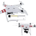 Smart Machine Drone Design Featuring White Body Red Stripes And Camera 3d model