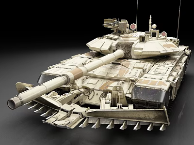 Military Armored Combat Tank With Camouflage Paint Turret And Long Barrel 3d model