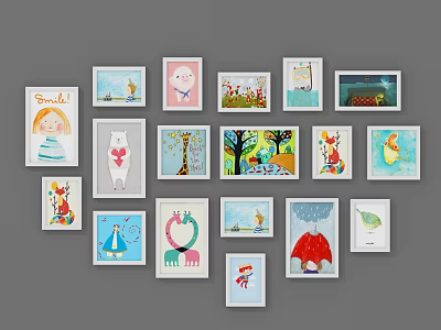 Modern photo wall 3d model