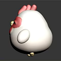Cute White Cartoon Chicken Figure With Red Head Yellow Beak And Shiny Reflection
