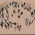 Group of People Gathered in Circular Formation Standing Sitting and Interacting Together