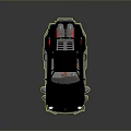 Black Vintage Modified Sports Car Featuring Orange Doors Round Headlights And Rocket Launcher